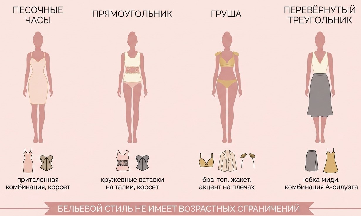 Бельевой стиль по типу фигуры: какие вещи подходят для каждого силуэта
