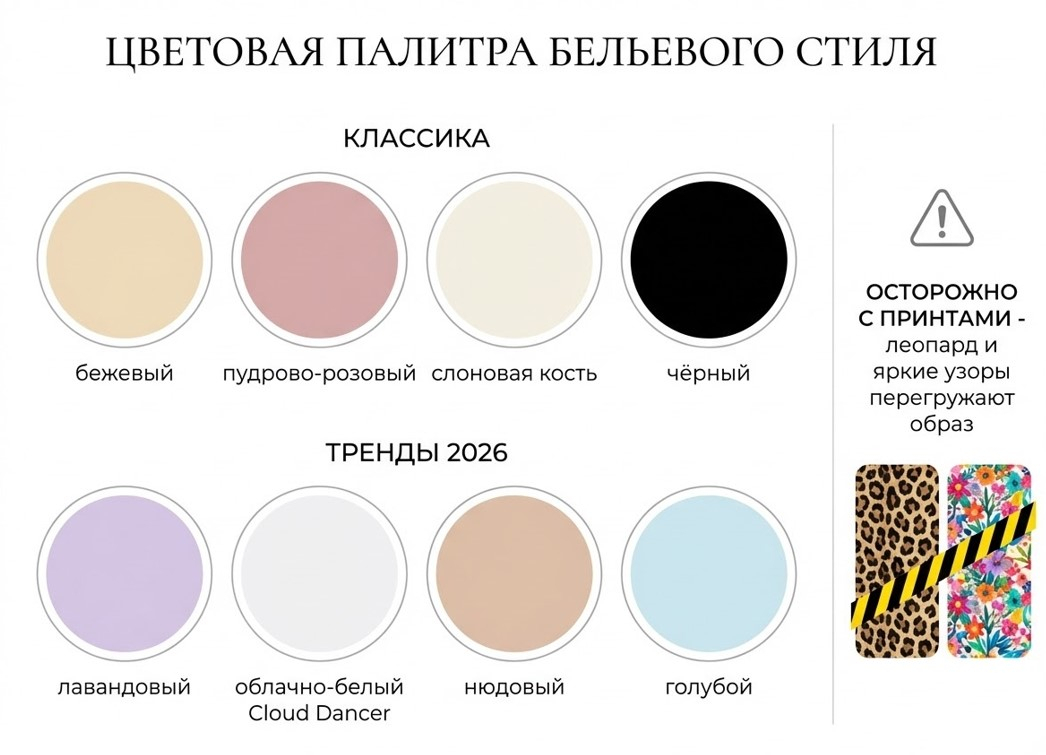 Цвета бельевого стиля: классическая палитра и трендовые оттенки 2026 года