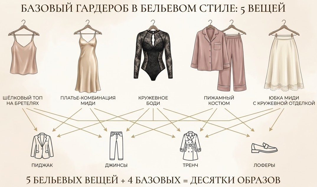 Базовый гардероб в бельевом стиле: пять вещей, из которых собираются десятки образов