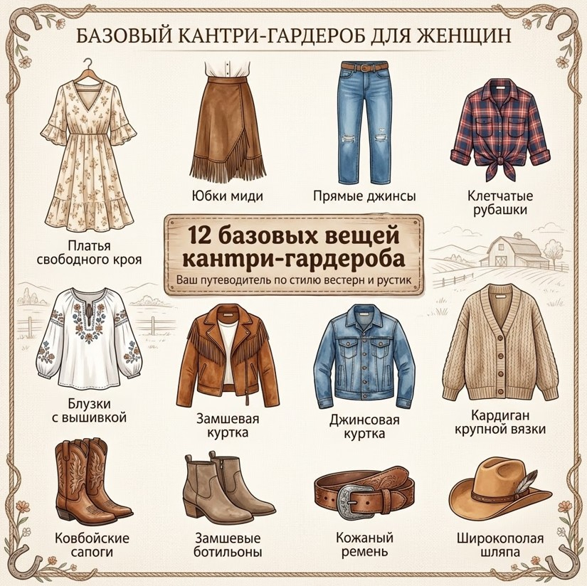 Базовый кантри-гардероб: 12 вещей, которые сочетаются между собой