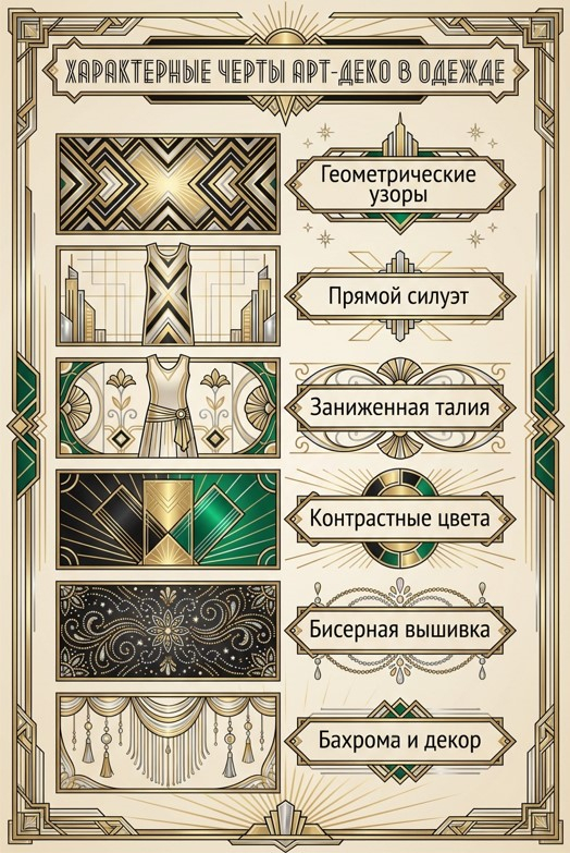 Шесть признаков, по которым распознается стиль арт-деко в одежде