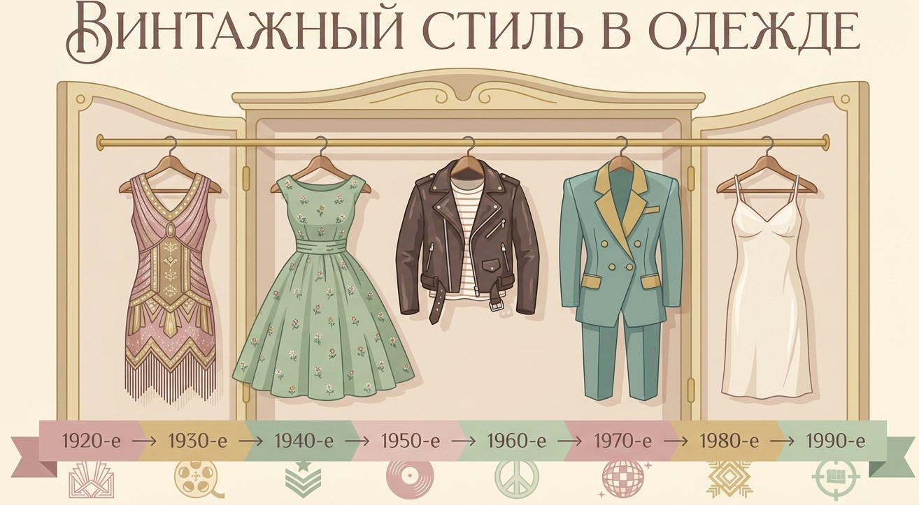 Винтажный стиль — это подлинные вещи возрастом от 20 до 100 лет с характером своей эпохи