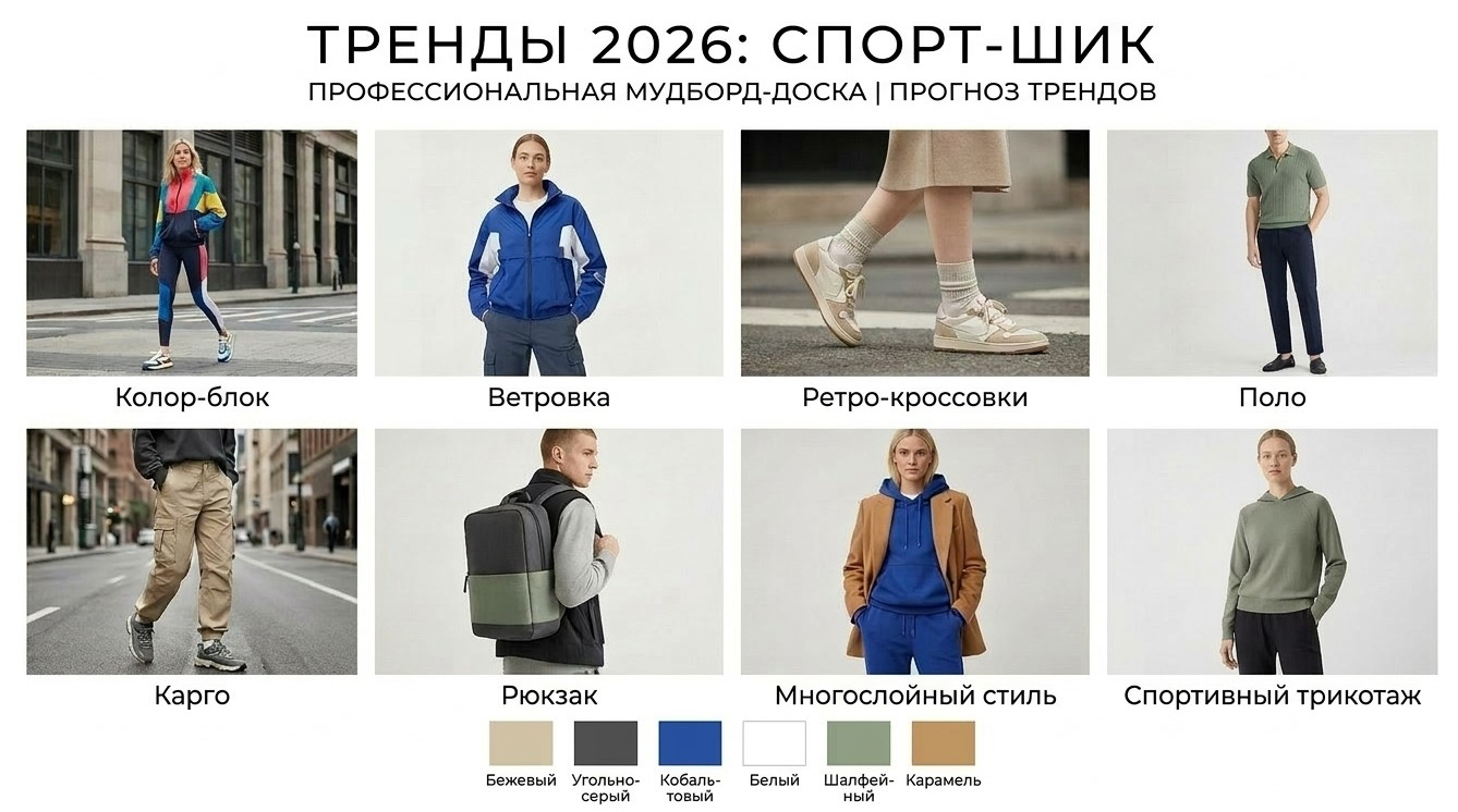 Весна‑лето 2026 обозначила несколько чётких направлений в модном спорт‑шике