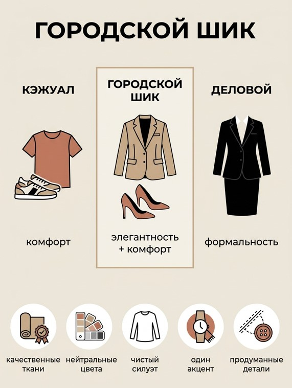 Городской шик: ключевые признаки стиля и отличия от кэжуал и смарт-кэжуал