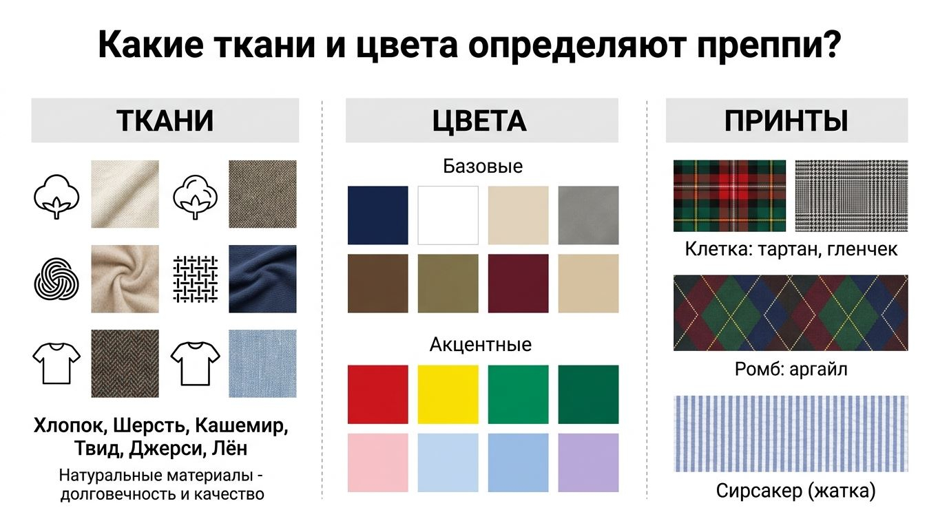 Какие ткани и цвета определяют преппи