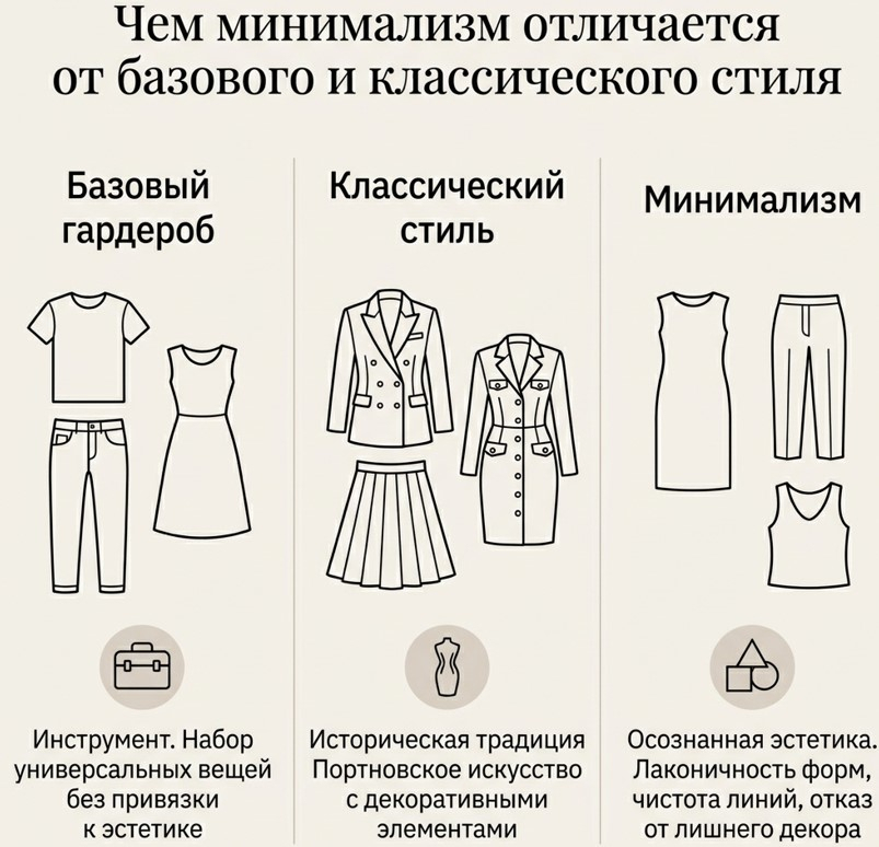 Чем минимализм отличается от базового и классического стиля