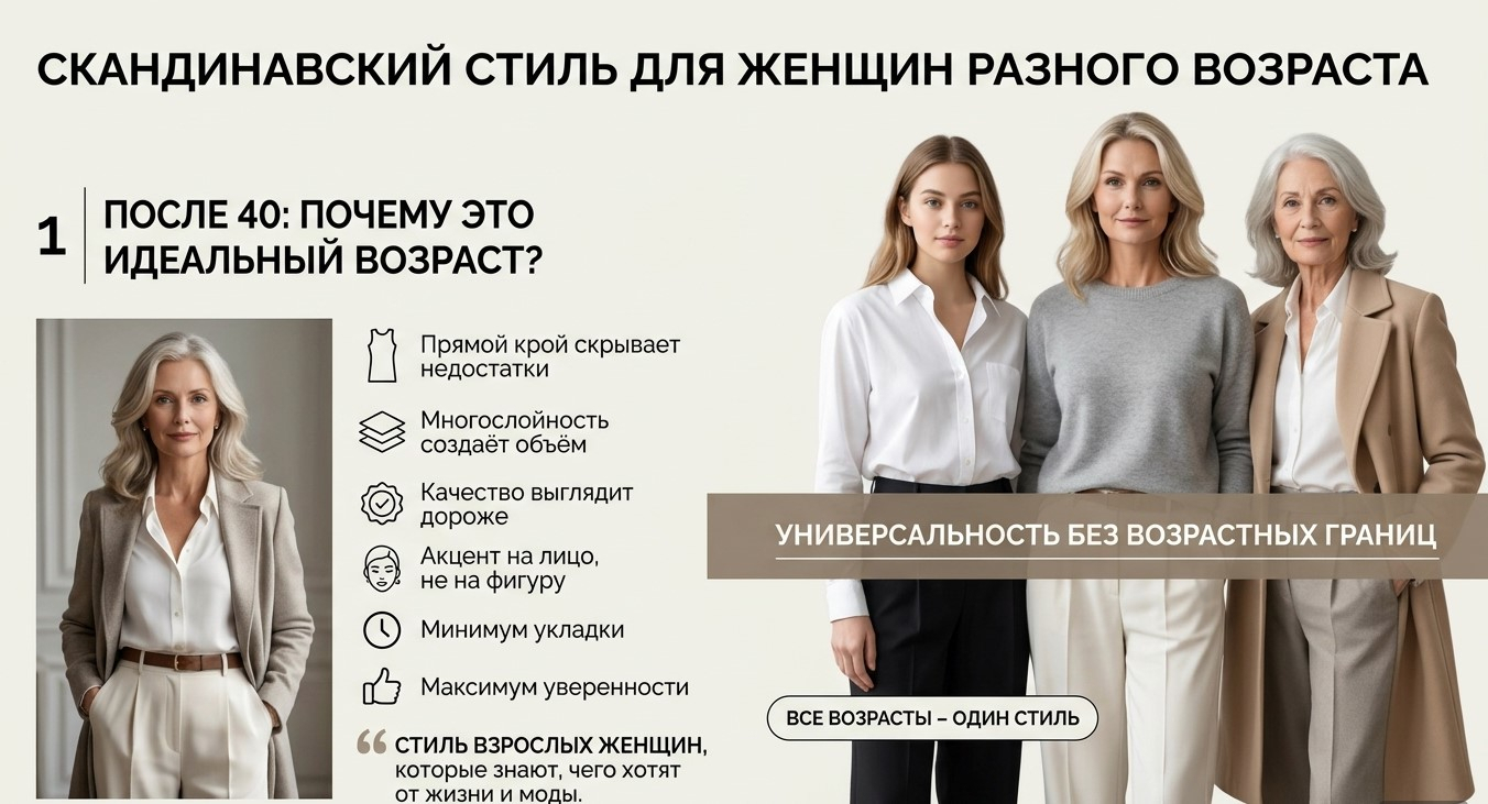 Скандинавский стиль универсален и подходит женщинам всех возрастов