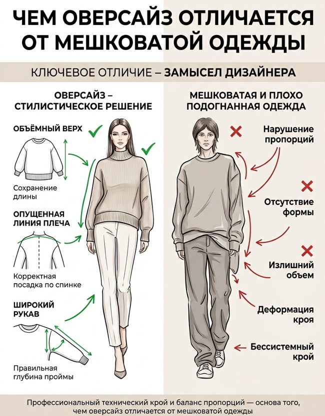 Чем оверсайз отличается от мешковатой одежды