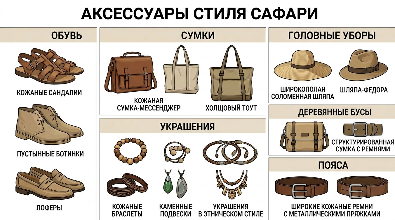 Аксессуары в стиле сафари