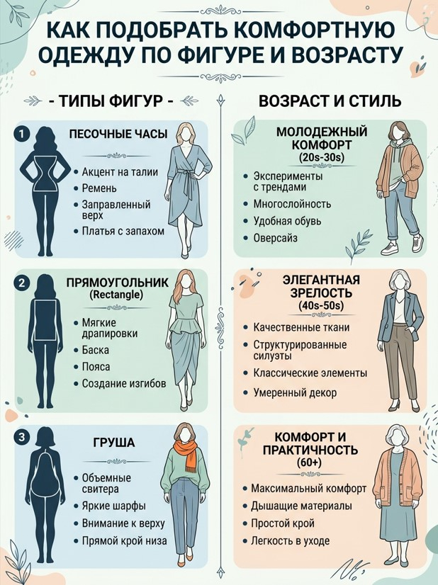 Как подобрать комфортную одежду по фигуре и возрасту