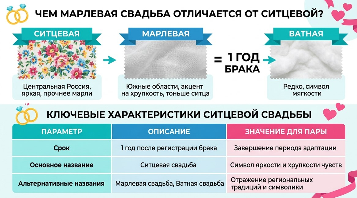 Чем марлевая свадьба отличается от ситцевой