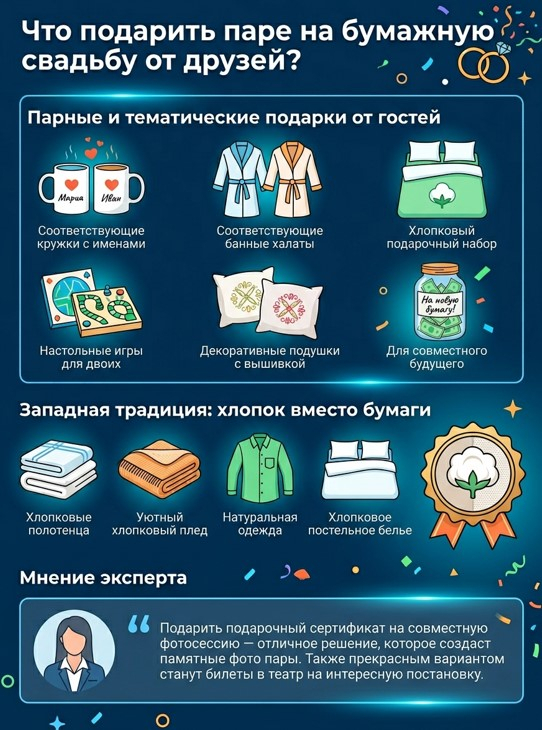 Что подарить паре на бумажную свадьбу от друзей?