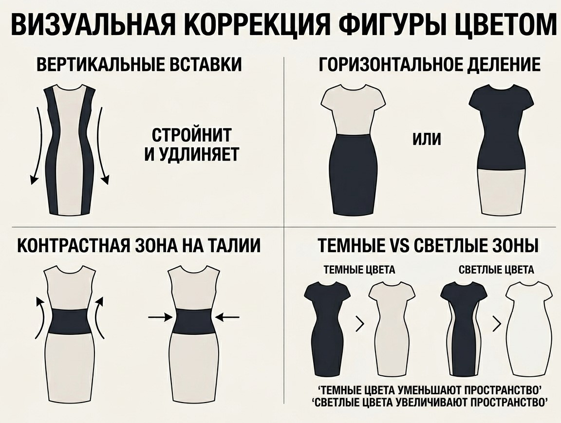 Как колор-блок корректирует фигуру визуально