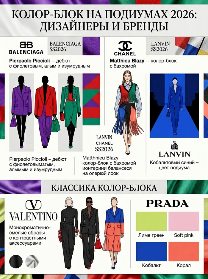 Какие дизайнеры и бренды развивают колор-блок