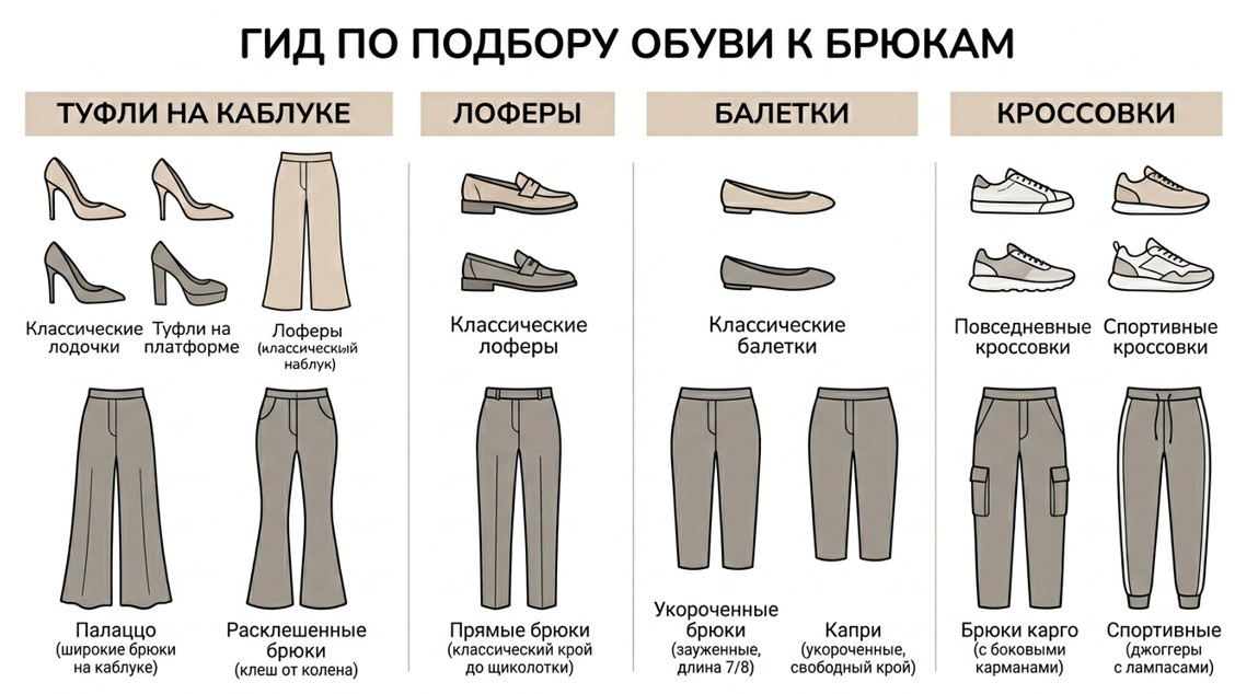 Какую обувь носить с брюками?