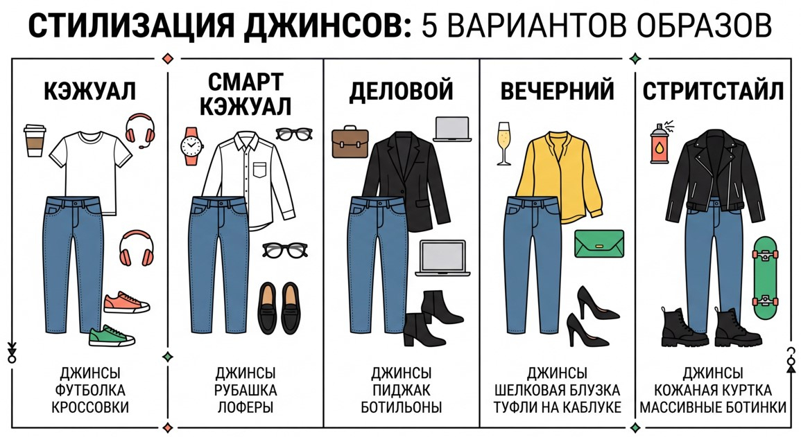 Образы с джинсами по стилю и поводу