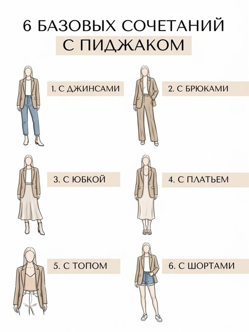 С чем носить женский пиджак: 6 базовых сочетаний