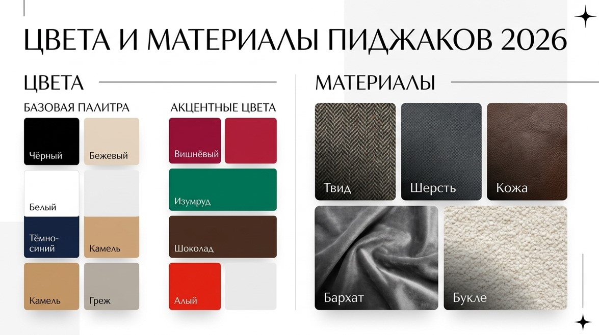 Цвета и материалы пиджаков в 2026 году