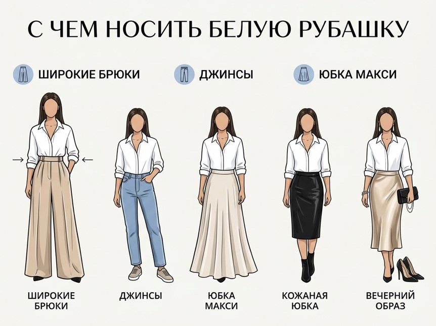 С чем носить белую классическую рубашку?