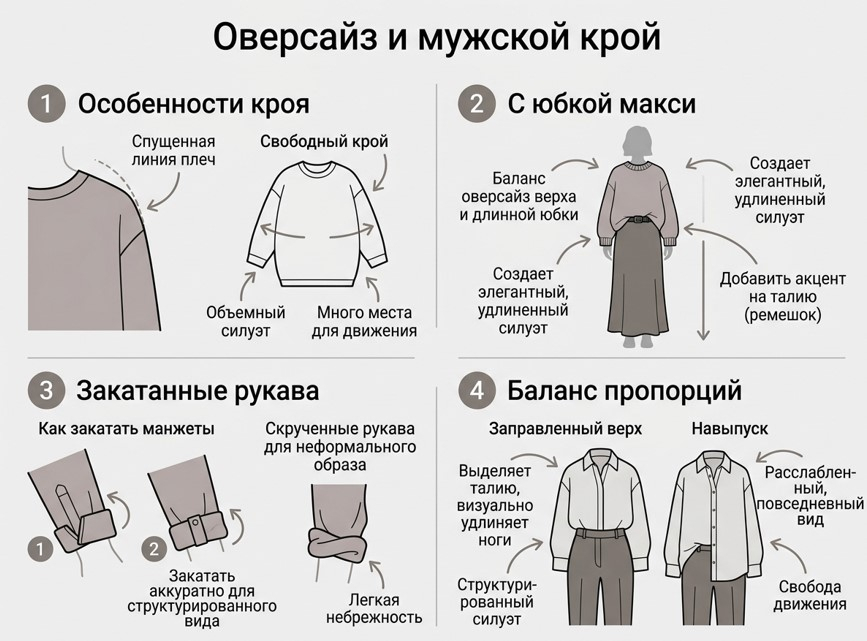 Как стилизовать оверсайз и модели мужского кроя?