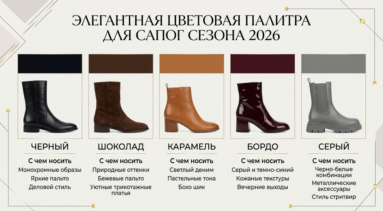 Какие цвета и материалы сапог сильнее всего читаются в сезоне 2026?