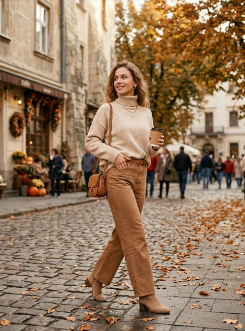 С чем носить коричневые джинсы женские