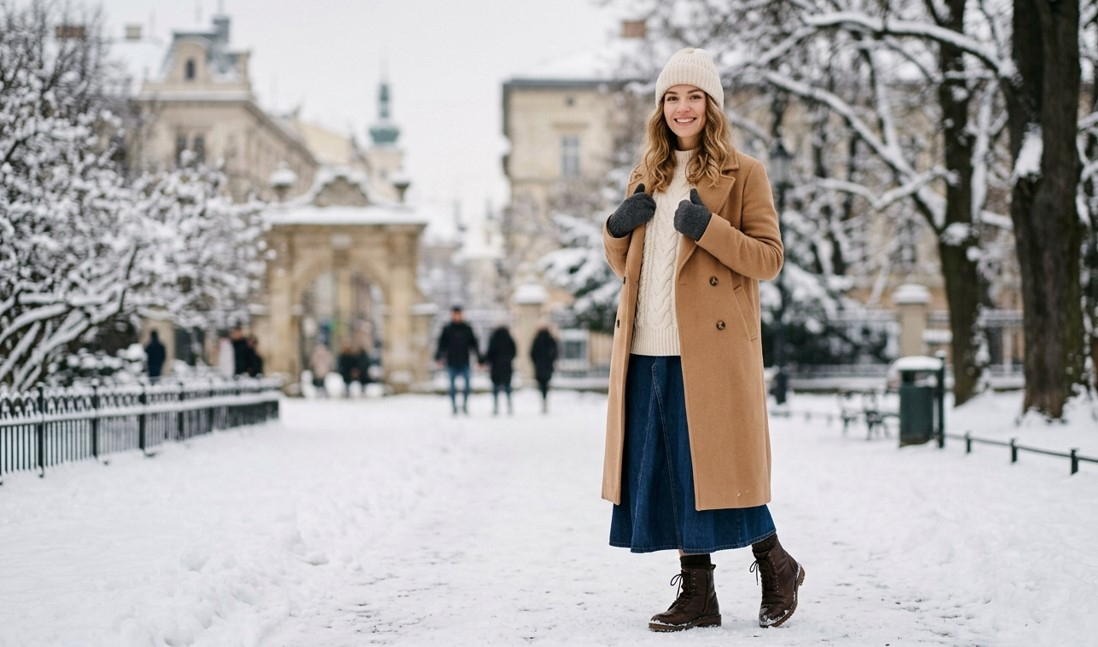 Длинная джинсовая юбка: с чем носить зимой?