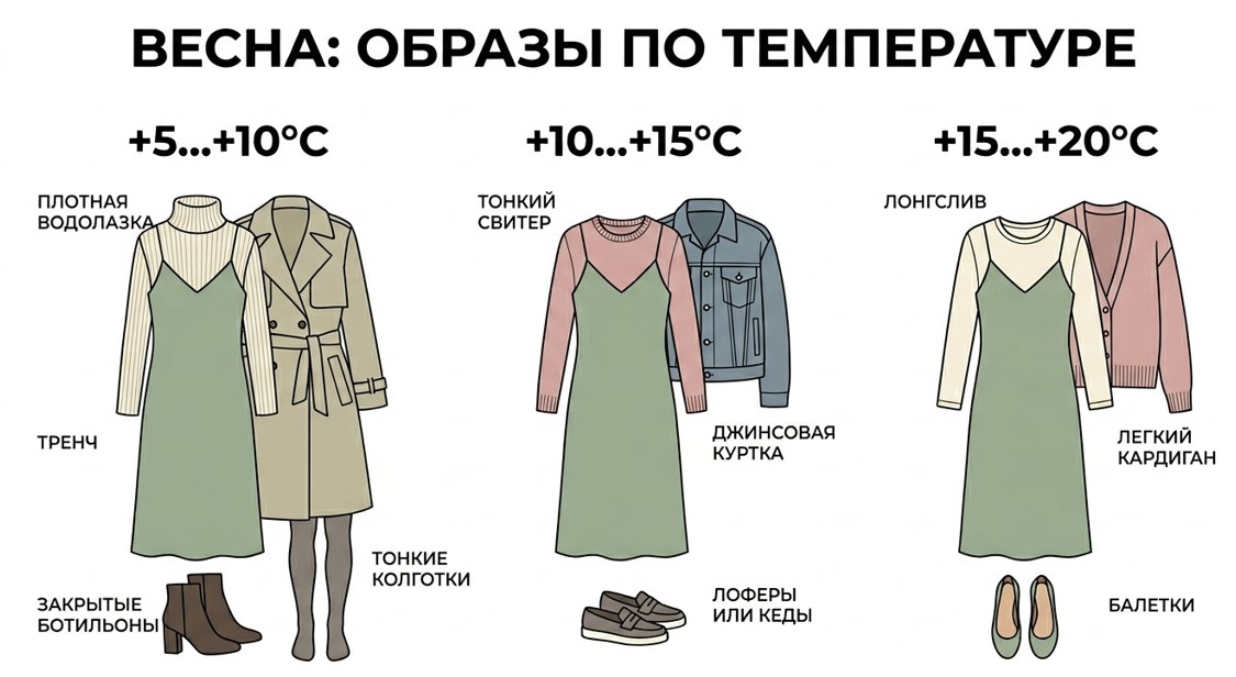 С чем носить платье-комбинацию весной?