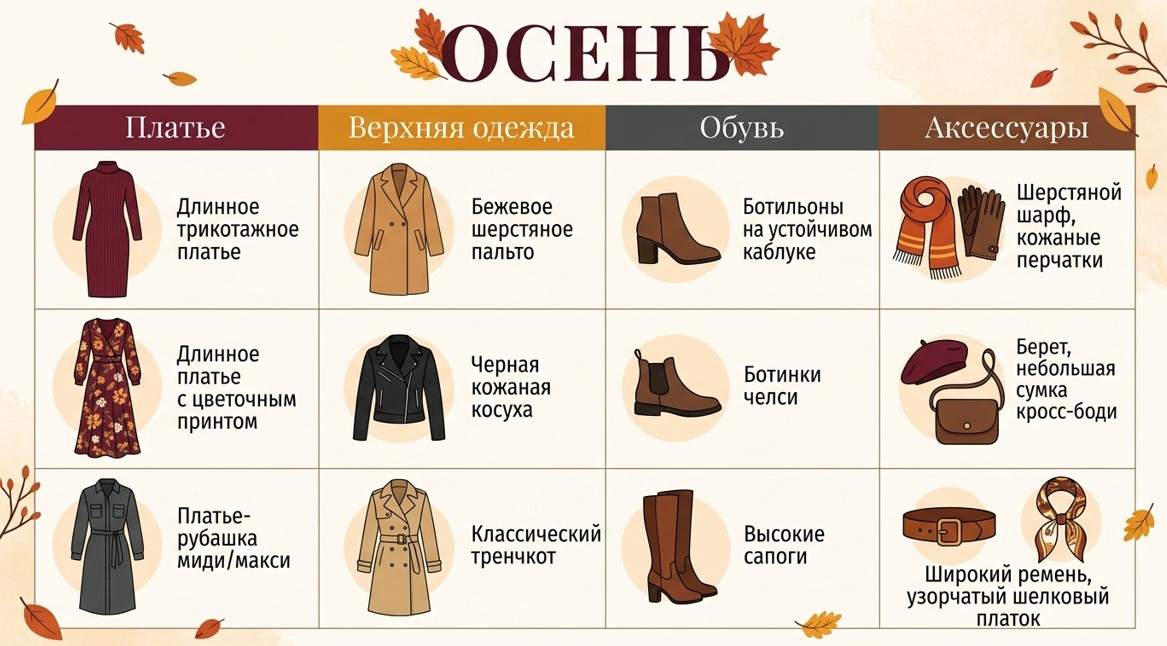 С чем носить длинное платье осенью?