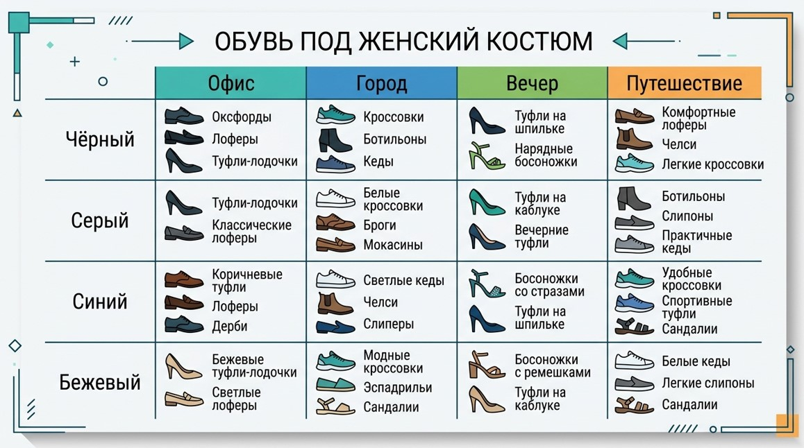 Обувь под женский костюм