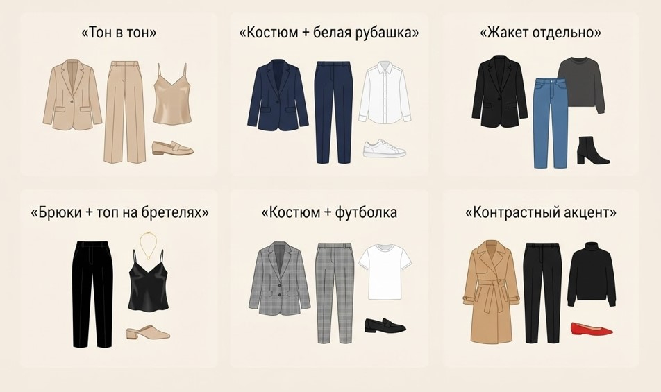 Шесть базовых формул — сохраните схему, чтобы собирать образы за минуту.