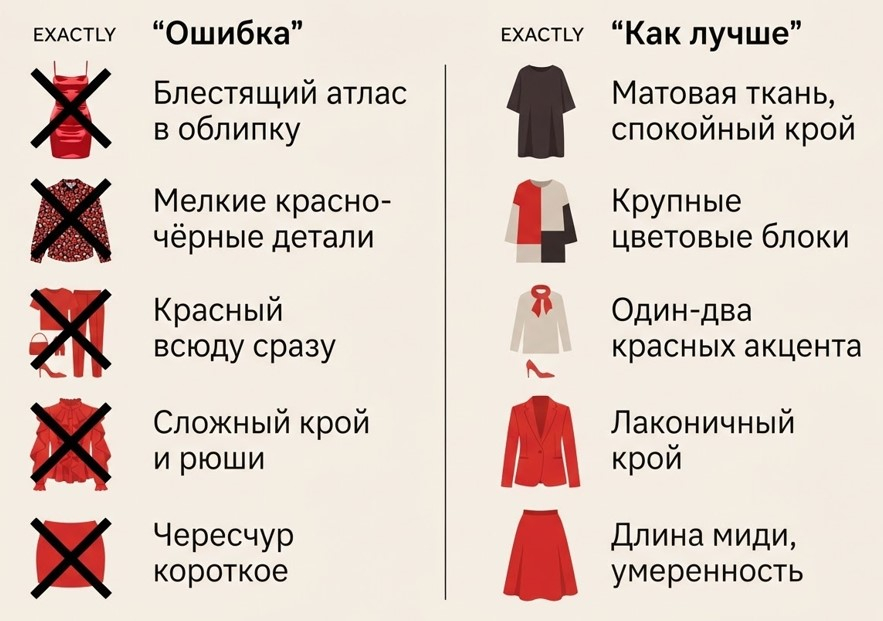 Пять частых ошибок с красным и как их исправить.
