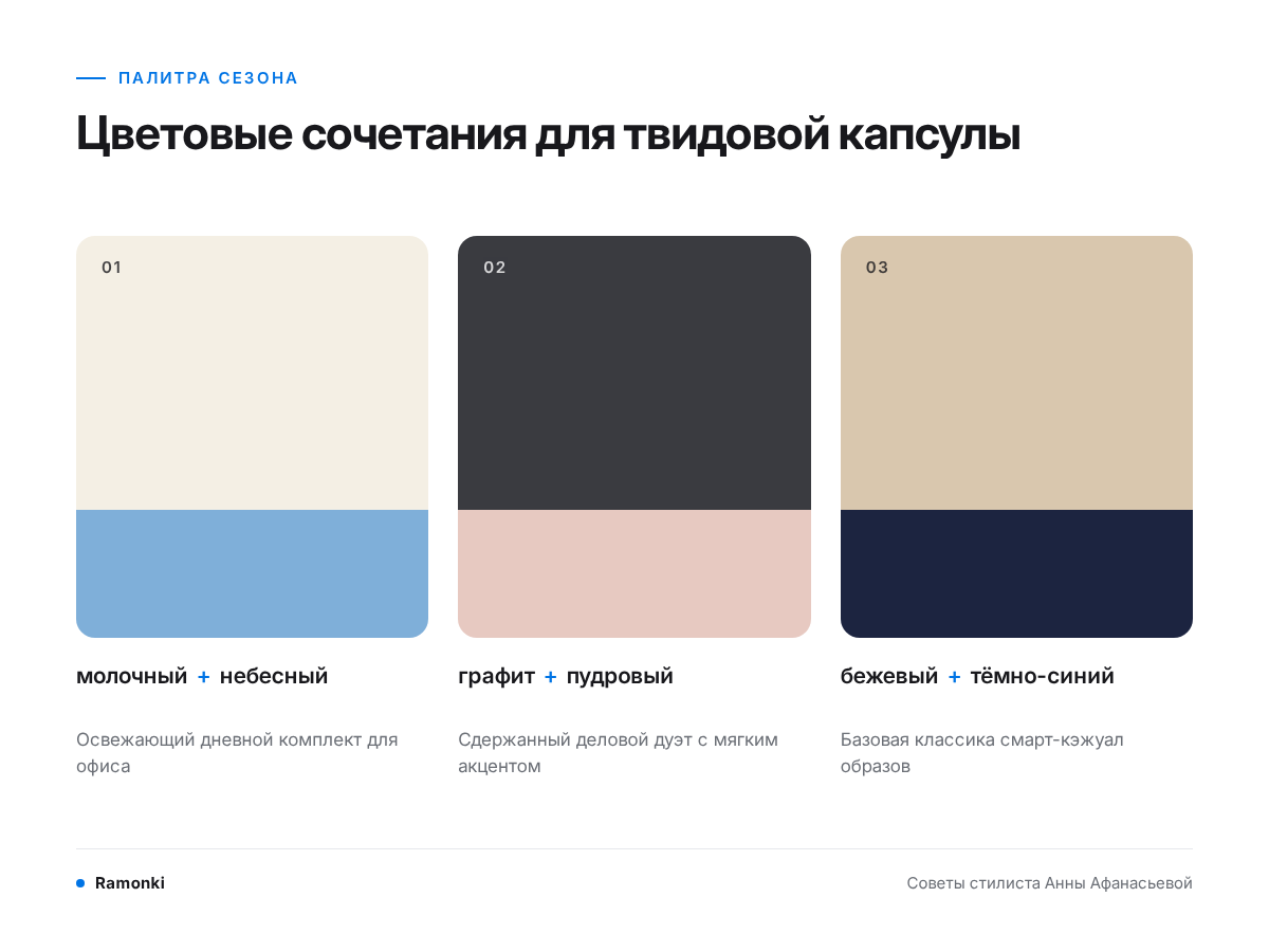 Актуальные цветовые решения для твида