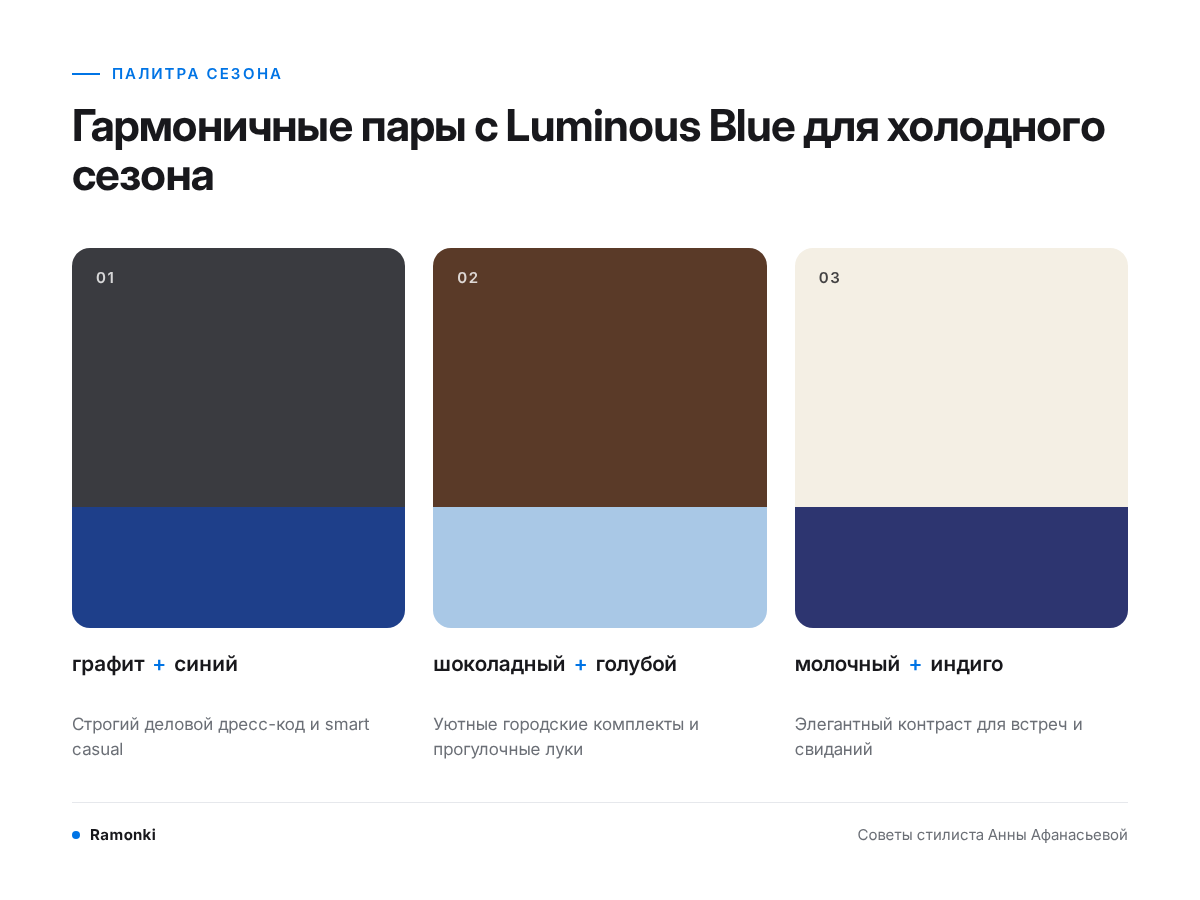 Гармоничные пары с Luminous Blue для холодного сезона